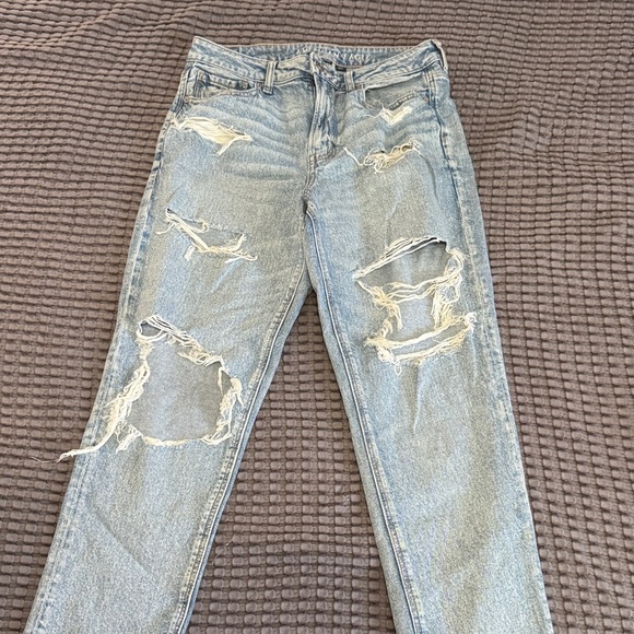 American Eagle Outfitters Denim - American Eagle Outfitters Light Blue Distressed High Rise Mom Jeans